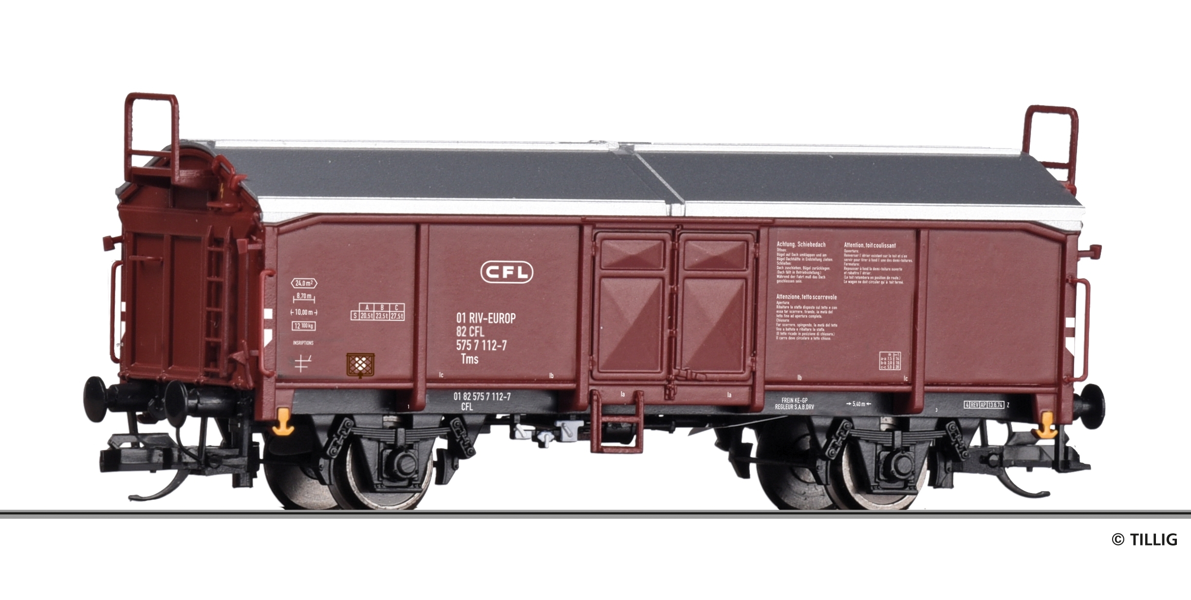 Tillig 17683 - Schiebedachwagen der CFL