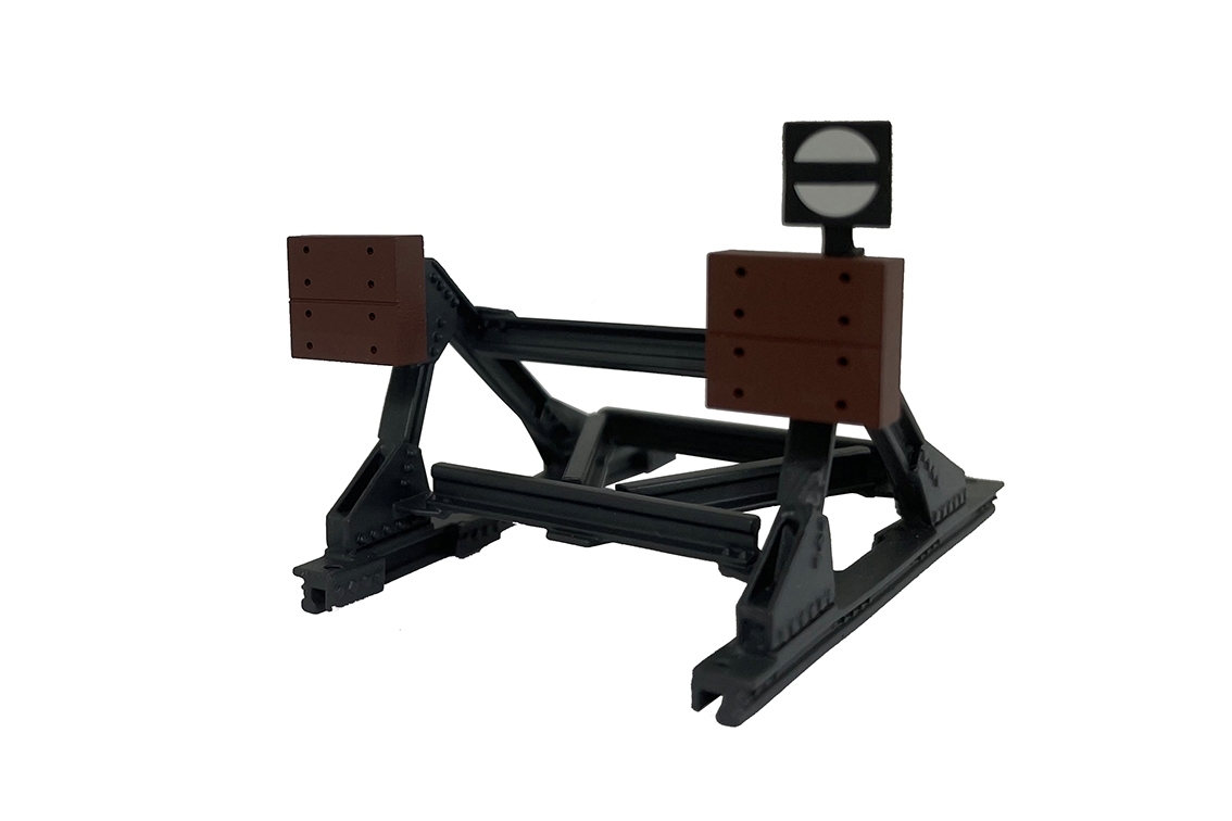 Lenz 55065 - Prellbock mit Holzplatte, Messing Fer